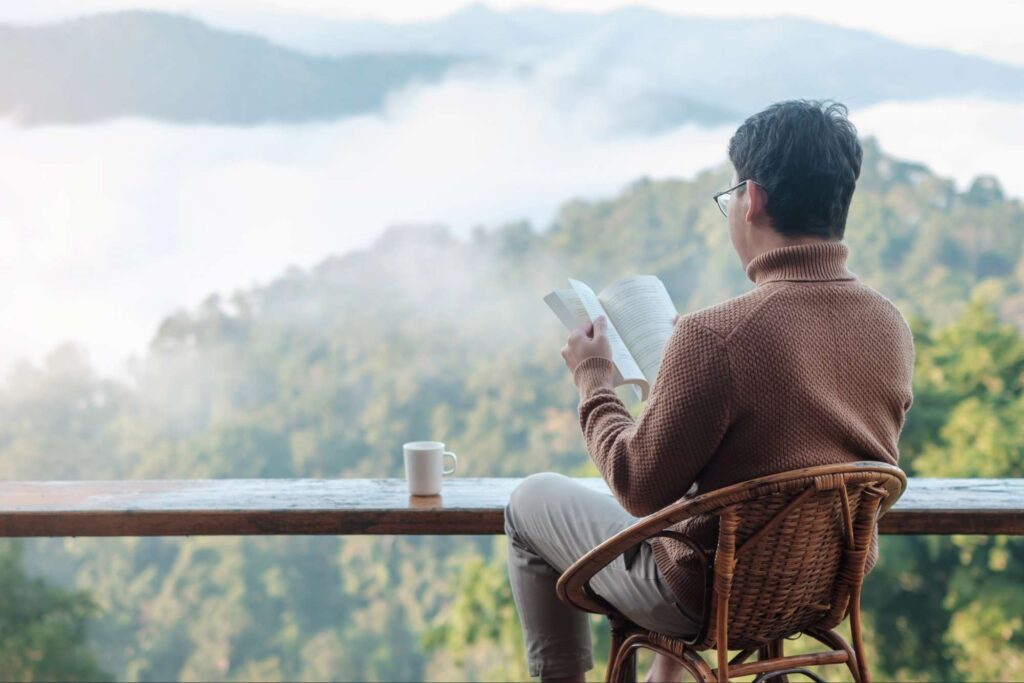 Rest as rebuilding as a man practices spiritual rest with God, slowing down to find renewal, clarity, and strength.