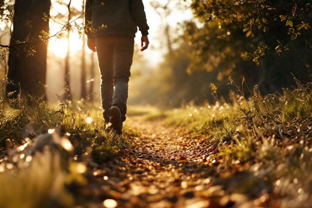 Walking a forest path as God speaks through patterns, following divine breadcrumbs and Spirit-led guidance step by step